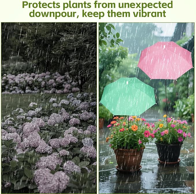 4 Pack Plant Umbrellas for Outdoor Plants with One Storage Bag, 23.6" Sun Shade Cover for Gardens/Patio/Succulents, Blocks 70% Sunlight, Prevents Leaf Burn Overheating