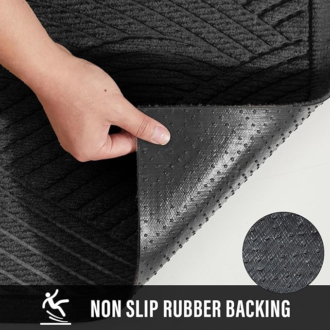 Sturdy Front Door Mat, Absorbent Muddy Dirt Resist Welcome Door Mats Outdoor Indoor, Stain and Fade Resistant, Non-Slip Backing Entry Mat Low Profile Doormat for Entryway, 72×24, Grey