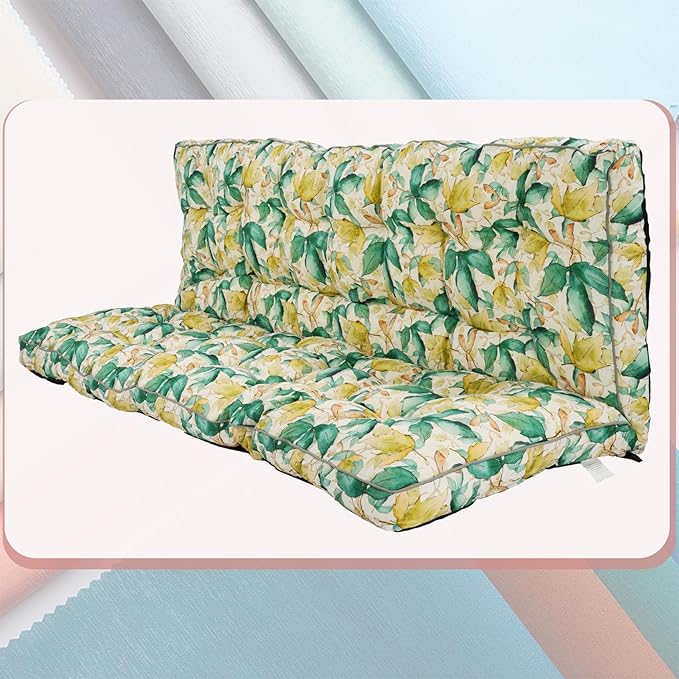 2-3 Seat Swing Replacement Cushion, Outdoor Bench Cushions with Backrest Thicken 4", Patio Furniture Garden Porch Loveseat Glider Pad Anti-Fading Waterproof (Clover Leaf, 40x63in-thicken)