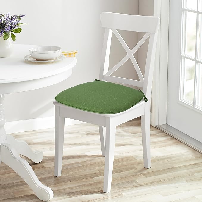 FUNHOME 17"x16"x2" Outdoor Chair Cushions Set of 2, Water Resistant Patio Chair Pads with Ties, Seat Cushions for Home Garden Furniture Decoration-Moss Green
