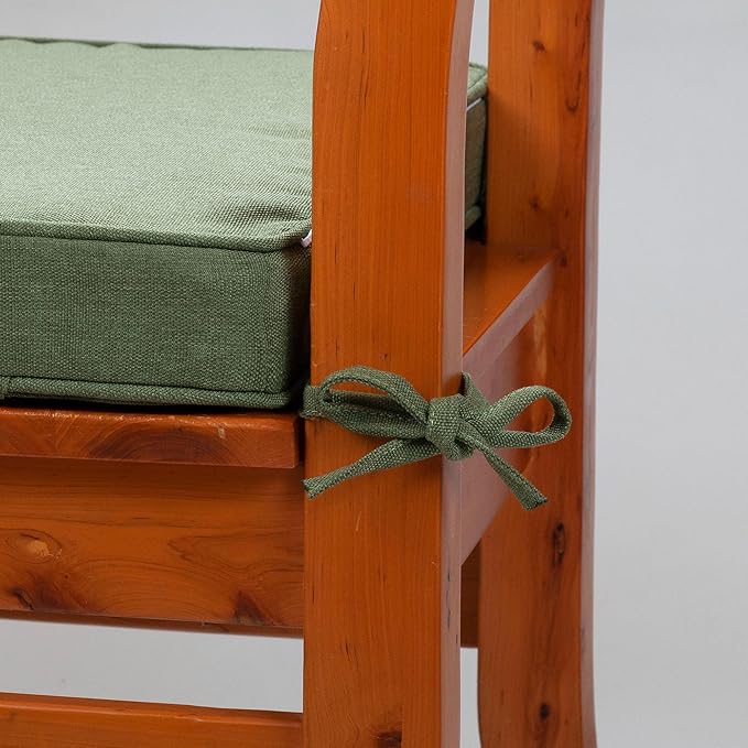 Magpie Fabrics Square Corner Seat Cushion, 18" x 18" x 2.5", 2 Pack, Indoor/Outdoor Waterproof Weather Resistant Universal Chair Pads for Patio Garden Dining - Green