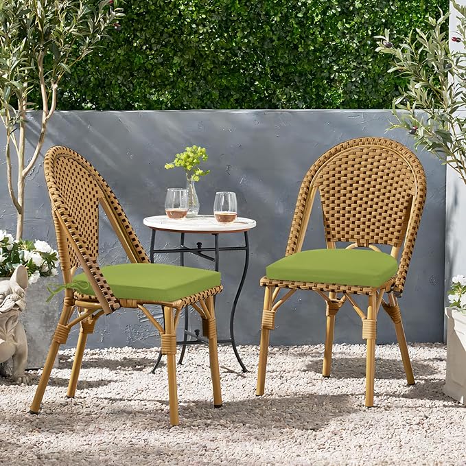 HARBOREST Outdoor Chair Cushions Set of 2, Water Resistant Patio Chair Cushions with Ties, Outdoor Seat Cushions for Patio Furniture, 17"x16"x2", Grass Green
