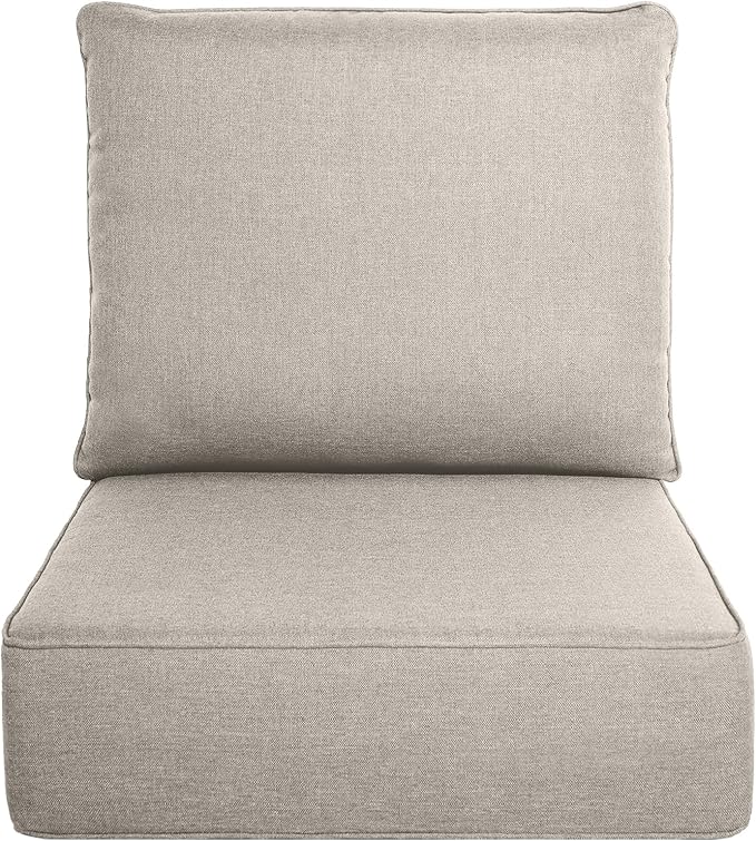 Belord Luxury 6" Thick Outdoor Cushion Set - 24 x24 Inch 28D Sponge Filling Fade-Resistant Chair Cushion, Spill Proof Removable Patio Furniture Replacement Cushion for Sofa Bench Swing - Beige