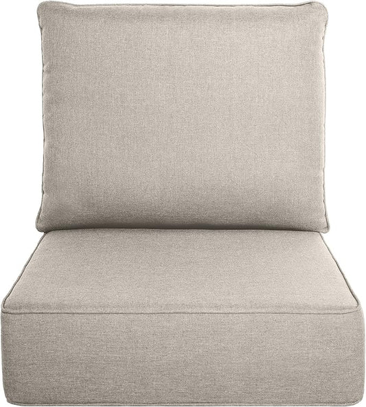 Belord Luxury 6" Thick Outdoor Cushion Set - 24 x24 Inch 28D Sponge Filling Fade-Resistant Chair Cushion, Spill Proof Removable Patio Furniture Replacement Cushion for Sofa Bench Swing - Beige