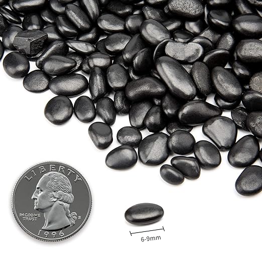 Black Small Pebbles - Decorative Gravel Rock Plant Stones,Natural Polished Stones 3/8" Succulent Gravel,Pebbles Gravel for Bamboo Plants,Succulent,Home Decor,Landscaping,Vase Fillers.1.5lbs