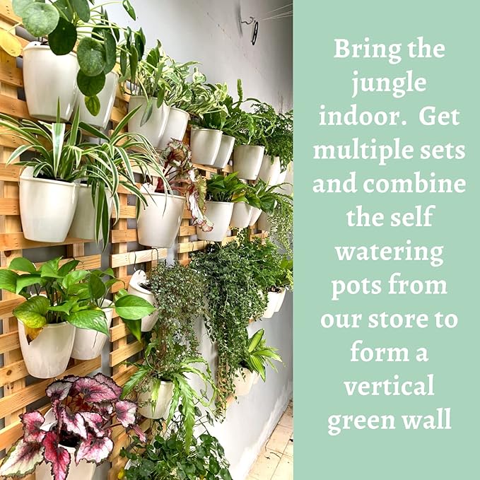 ShopLaLa Wooden Wall Planter - 2 Pack Wall Hanging Planters for Indoor Plants Ladder Wall Mount Natural Wood Holder Flower Pots Vertical Living Balcony Unique Large Green Plant Decor 23.6" (60cm)