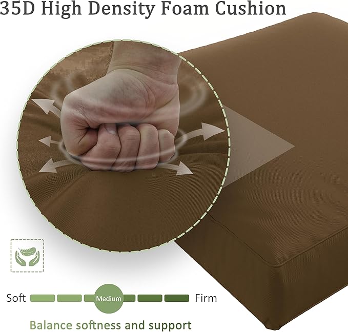 Outdoor Furniture Replacement Cushions, Waterproof Patio Furniture Cushions, 4" Deep Seat Outdoor Sectional Cushion for 3-Seat Outdoors Rattan Sofa Patio Sofa Cushion, Chocolate