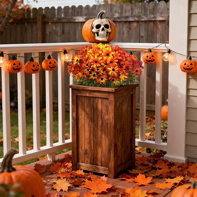 6 Bundles Halloween Flowers Artificial for Decoration, Faux Mums for Outdoor Planters,UV Resistant Chrysanthemum Flowers Fall Decor for Home Garden Patio Front Door Porch(Mixed Color)