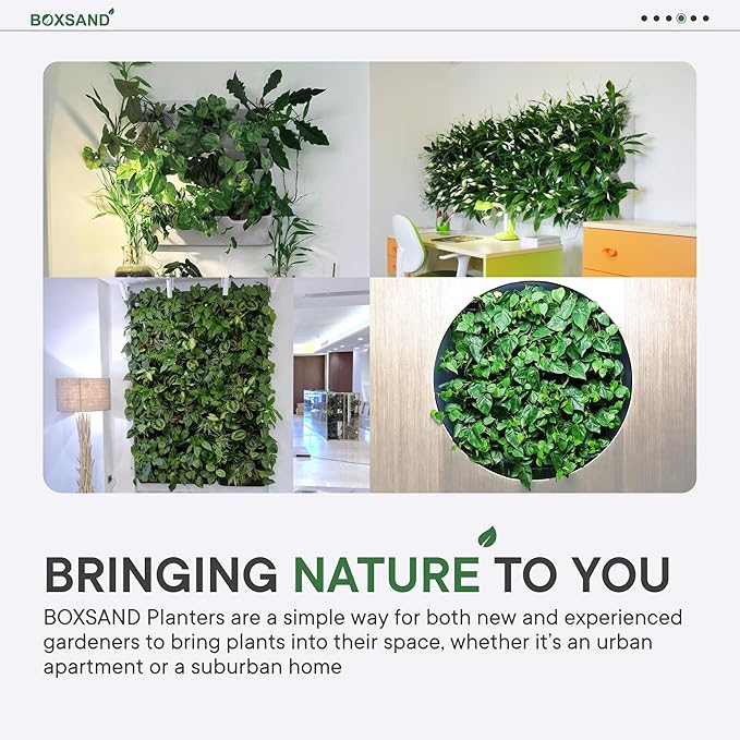BOXSAND-12 Vertical Wall Planter (24"x26", White with Black Pots) – Living Wall for 12 Plants, Indoor/Outdoor Vertical Garden System, Easy 2-Screw Install