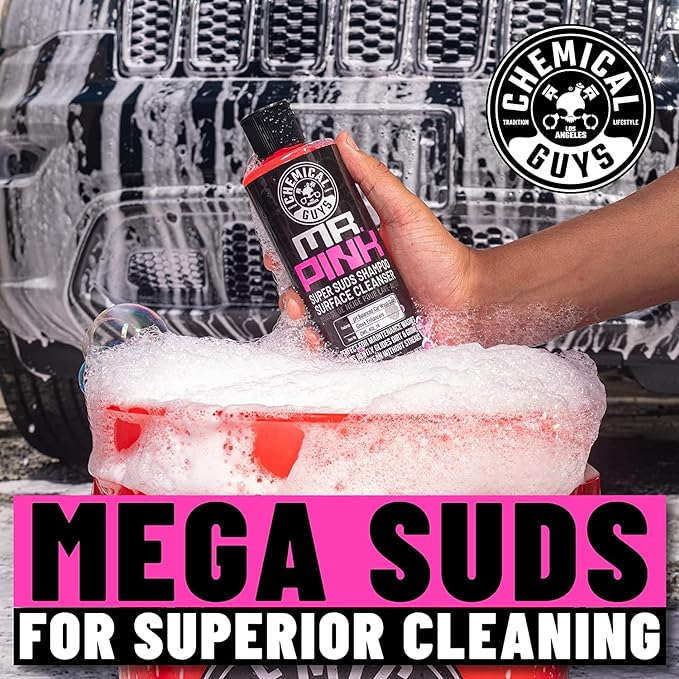 Chemical Guys CWS_402CW 14-Piece Arsenal Builder Car Wash Kit W/Foam Gun, Bucket and (5) 16 oz Car Care Cleaning Chemicals (Works w/Garden Hose) with Mr. Pink Foaming Car Wash Soap, 16 oz