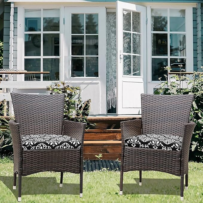 Basic Beyond Outdoor Chair Cushions Set of 4, Outdoor Cushions for Patio Furniture, Water Resistant Patio Chair Cushions with 2 Ties, 17x16x2, Medallion