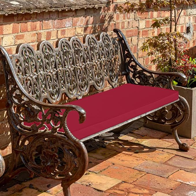 Outdoor Bench Cushions 42 x 18 Inch Thick Waterproof Porch Swing Cushions with Tie Patio Furniture Chair Cushion Bench Pad Color Fastness Backyard Seat Pads Burgundy