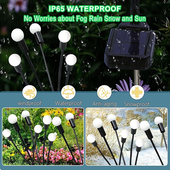 Kohlrabi Solar Halloween Lights Outdoor, 2 Pack 20 LED Solar Green Firefly Lights, Waterproof Wind Swaying Light for St. Patrick's Day Irish Day Outside Yard Patio Decoration