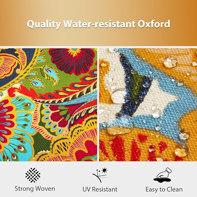 Outdoor Chair Cushions Set of 6, 18.5 x 16 Inch Patio Chair Cushions, Water Resistant, Non-Slip Ties(Paisley)