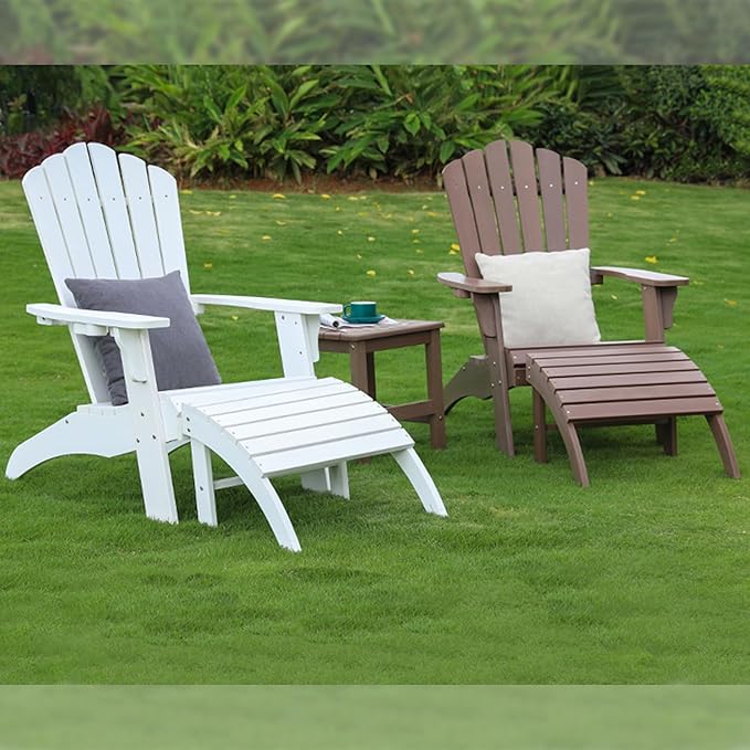 Psilvam Adirondack Chair, Oversized Poly Lumber Fire Pit Chair with Cup Holder, 350Lbs Support Patio Chairs for Garden, Weather Resistant Outdoors Seating, Relaxing Gift for Father & Mother (Brown)