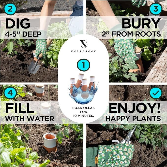 Plant Self Watering Globes - Terracotta Watering Spikes - Slow Release Olla Pots - Holds 14 oz - Drip Irrigiation Olla System