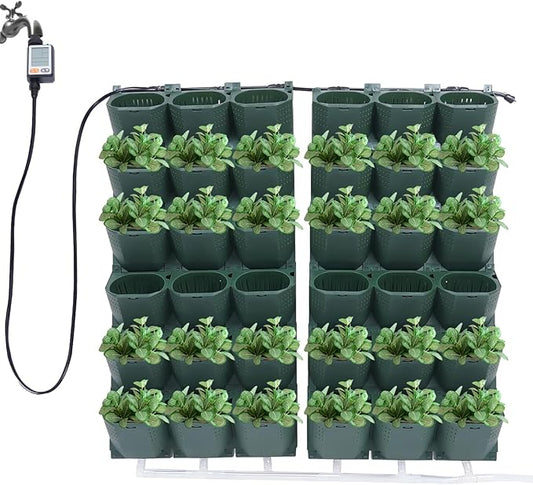 Self-Watering Vertical Garden Planter, Garden Growing System, Planters Self-Watering System, Wall Mounted Vertical Garden Planter, 36 Pots Flower holder for Indoor Herbs Vegetable Fruit, Green