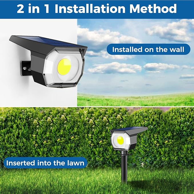 Peasur 6 Pack Solar Lights Outdoor, Solar Powered Spot Uplights Waterproof with 3 Modes 2-in-1 Auto On/Off Solar Spotlights Landscape Lighting Outside for Tree Plants Yard Garden Pathway
