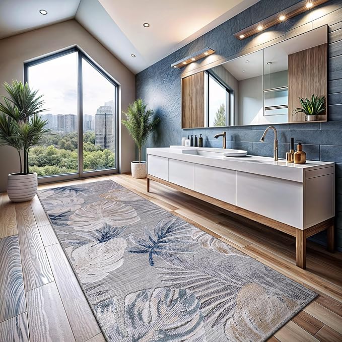 CAMILSON Runner Outdoor Rugs Oriental Retro Traditional Floral Medallion Area Rug 2x7 Non-Shedding Stain Resistant Indoor Carpet for Bathroom Hallway Kitchen Office (2 x 7 / Blue)