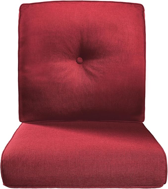 Belord Luxury 4" Thick Outdoor Cushion Set - 22 x24 Inch 28D Sponge Filling Fade-Resistant Chair Cushion, Spill Proof Removable Patio Furniture Replacement Cushions for Sofa Bench Swing - Red