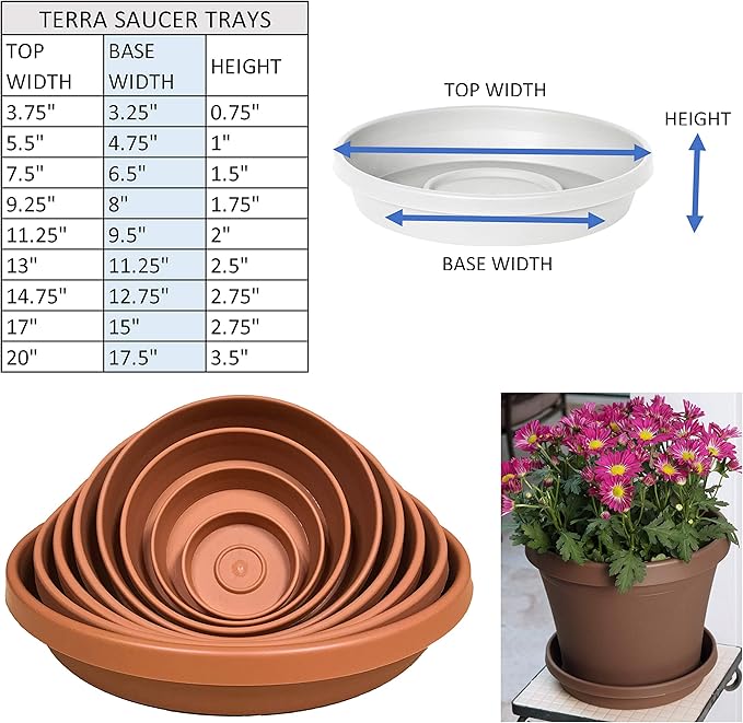 Bloem Terra Resin Saucer Tray: 9.25" Bottom Width - Chocolate Brown - Matte, Durable, Ribbed Bottom, Indoor and Outdoor, Fits 12" Terra Pots