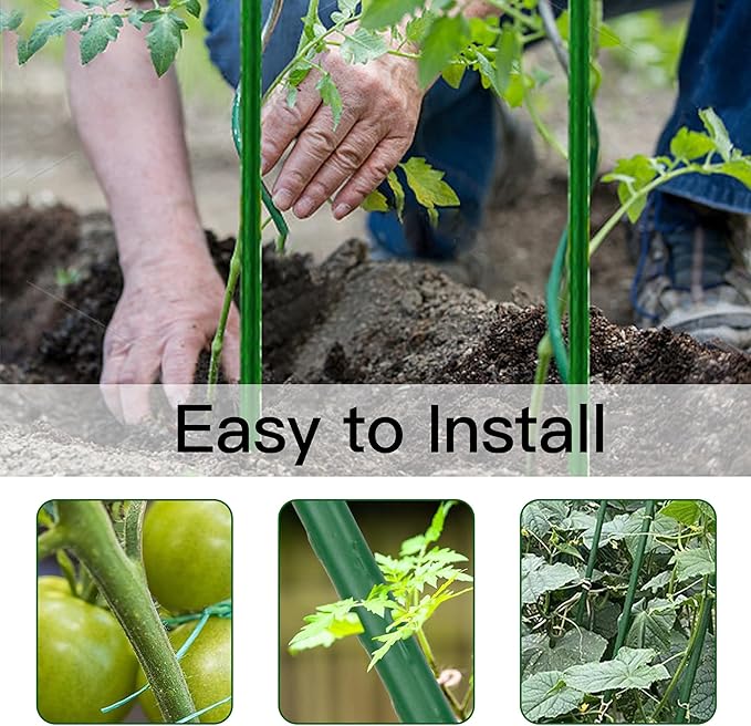 Garden Stakes 6ft, 6Feet Metal Plant Stakes 25 Pack for Gardening and Farm, 72" Plastic Coated Plant Support for Tomato, Cucumber, Bean, Flower, Potted and More Climbing Plants