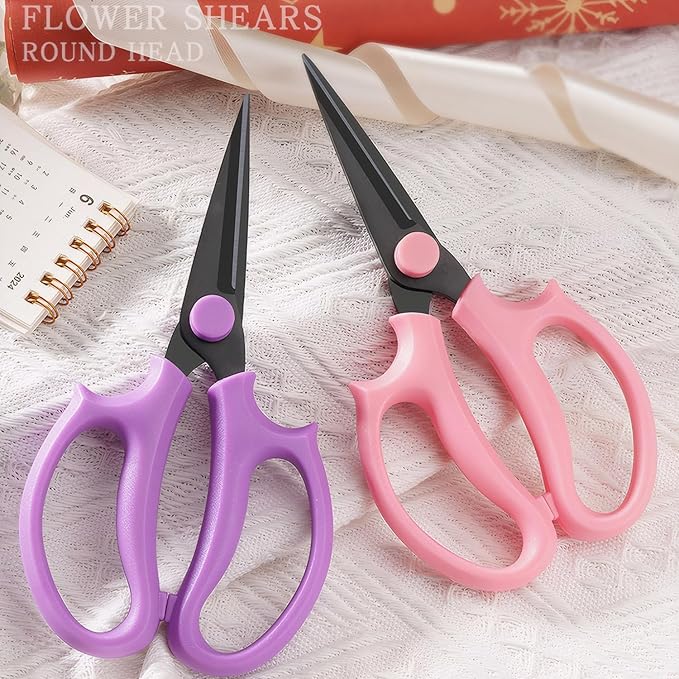 Garden Pruning Shears Scissors with Comfort Grip Handle, Premium Steel Professional Floral Scissors, Perfect for Arranging Flowers, Pruning, Trimming Plants, Gardening Tool (Pointed purple)