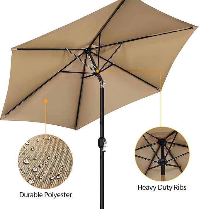 Yaheetech Patio Umbrella, 9' Outdoor Table Umbrella with Sturdy Ribs, Push Button Tilt and Crank for Pool, Yard, Garden, Deck