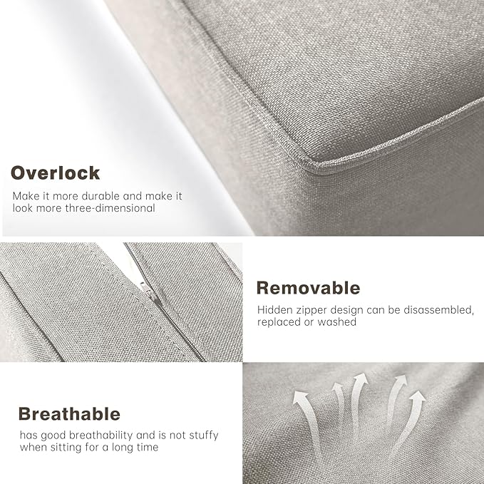 Belord Luxury 6" Thick Outdoor Cushion 5 Set - 22 x24 Inch 28D Sponge Filling Fade-Resistant Chair Cushion, Spill Proof Removable Patio Furniture Replacement Cushion for Sofa Bench Swing - Beige