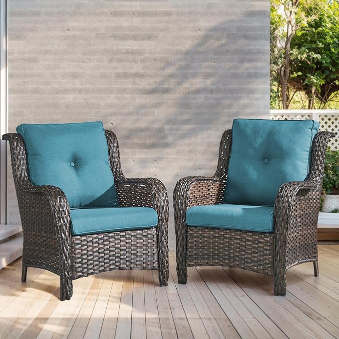 Outdoor Chair Cushions-Patio Chair Cushions Set of 2 with Removable Cover 22 X 25 Inch Outdoor Cushions for Patio Furniture Chair Sofa Couch-Light Blue