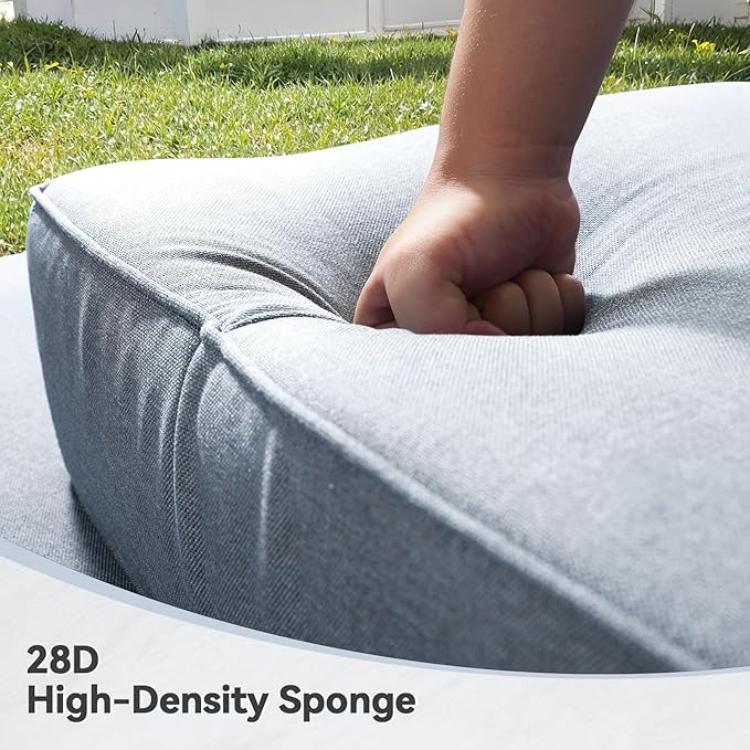 6" Thick Outdoor Cushions 24x24x6, 9-Set Deep Seat Patio Cushions with Removable Cover, Waterproof & Fade Resistant Replacement for Wicker Chair, Loveseat, Sofa - Baby Blue