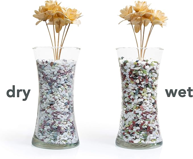Decorative Pebbles for Plants and Vases - White Rocks with Red, Green, and Blue Pastel Accents - 2.5 lbs Natural Stone Top Dressing for Potted Plants and Succulents - 1/5" to 3/8" Size (5-10 mm)