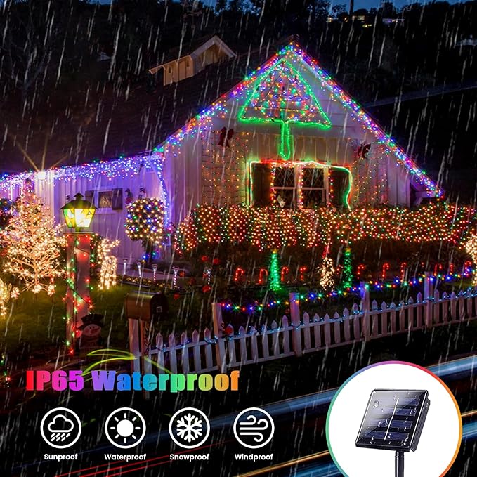 Extra-Long Solar String Lights Outdoor, 4-Pack 400 LED Solar Fairy Lights for Outside Waterproof, Copper Wire 8 Modes Solar Powered Twinkle Lights for Tree Garden Party Xmas Wedding Decor(Multicolor)