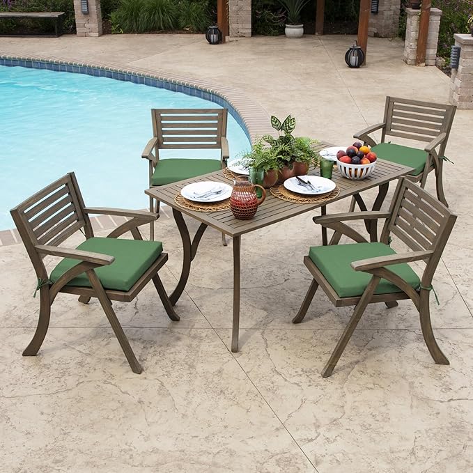 Arden Selections Rocking Chair Cushion, 19 x 18, Rain-Proof, Fade Resistant, Cushions for Rocking and Outdoor Chairs 18 x 19, Moss Green Leala (Pack of 4)