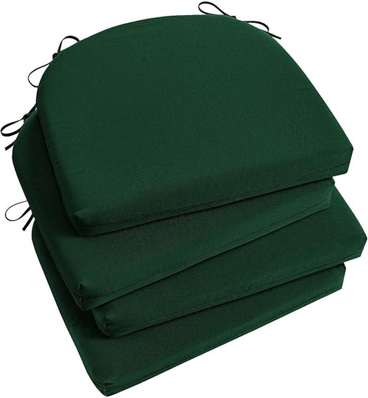 Basic Beyond Outdoor Chair Cushions Set of 4, Outdoor Cushions for Patio Furniture, Water Resistant Patio Chair Cushions with 2 Ties, 17x16x2, Forest Green