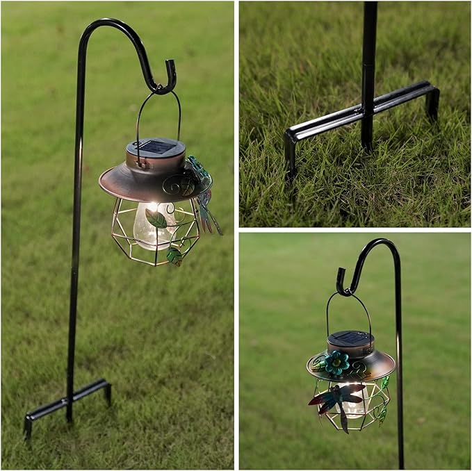 EXCMARK 2 Pack Shepherd Hook Adjustable Height 31/24/16’’ 1/2 inch Thick Use at Weddings, Hanging Solar Lights, Lanterns, Bird Feeders, Metal Hanger Hook (Black, 31 inch). U.S. Patent.