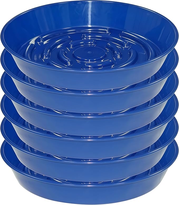 6 Packs Plant Saucer Pot Tray, 12 inch Blue Flower Planter Saucers and Drip Trays