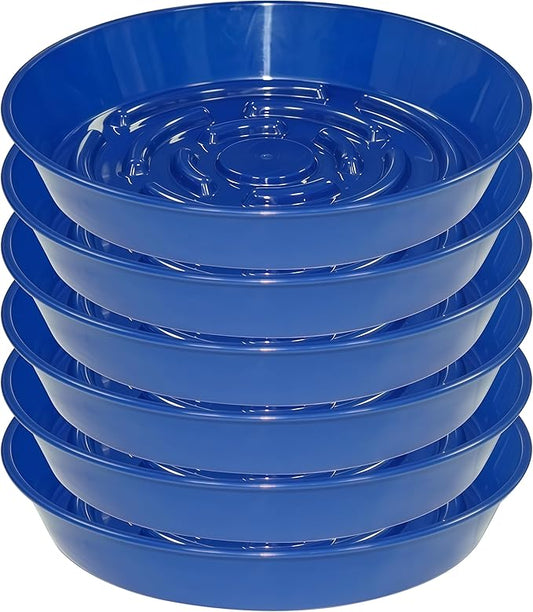 6 Packs Plant Saucer Pot Tray, 12 inch Blue Flower Planter Saucers and Drip Trays