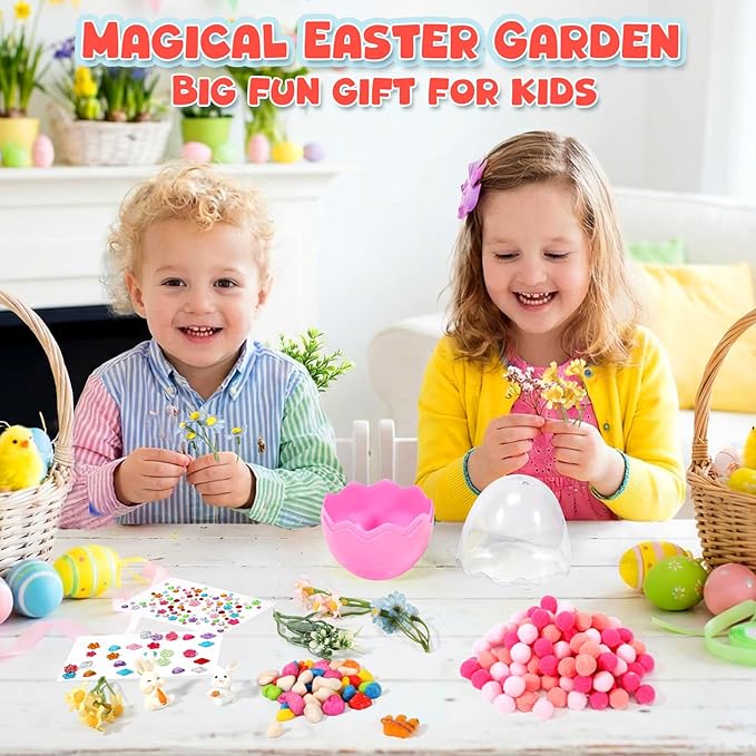 Easter Bunny Terrarium Kit for Kids, Mini Flower Garden Arts & Crafts, Easter Basket Stuffers, Rabbit Gardening Gift for Boys and Girls Ages 4-12