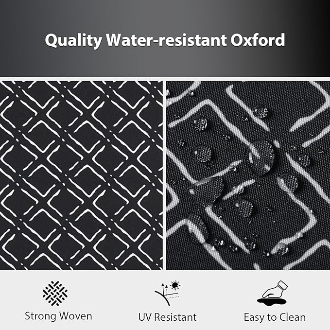 Outdoor Chair Cushions Set of 4, 18.5 x 16 Inch Patio Chair Cushions for Outdoor Furniture, Water Resistant, Non-Slip Ties (Black Geometry)