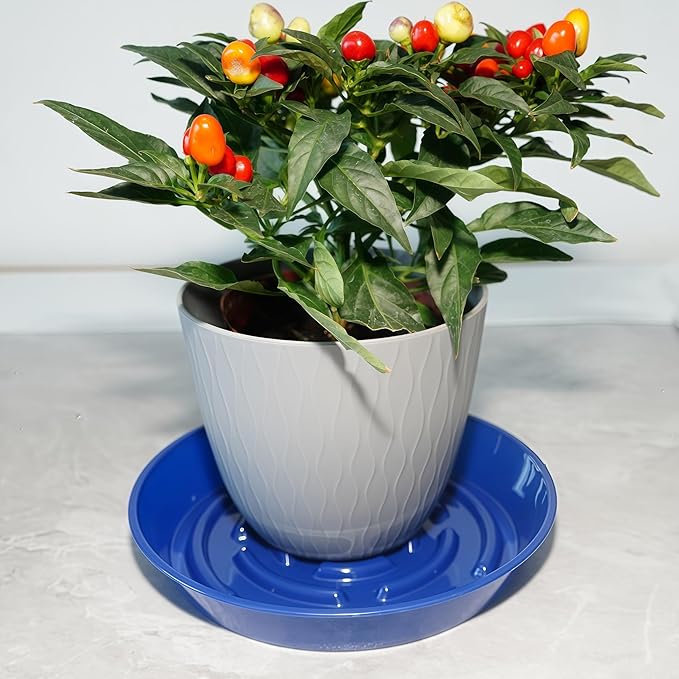 6 Packs Plant Saucer Pot Tray, 14 inch Blue Flower Planter Saucers and Drip Trays