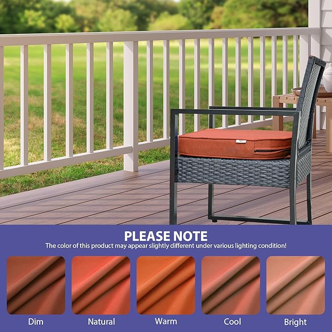 Outdoor Chair Cushions Set of 4 -Waterproof Outdoor Seat Cushions for Patio Furniture, Patio Chair Cushion with Handle and Ties, Round Out Door Chair Pads,18.5" x 16" x 3", Spice