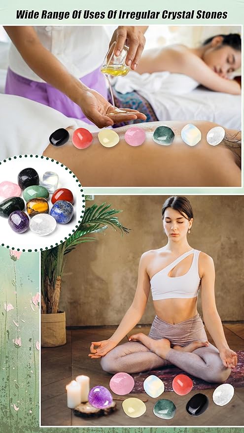 DUQGUHO 15 Pcs Natural Crystals Bulk Tumbled Stones Polished Irregular Quartz Crystal Set Chakra Colored Rocks Gemstones Vase Filler Landscape Bottom Decoration Energy Reiki Beginners Decoration