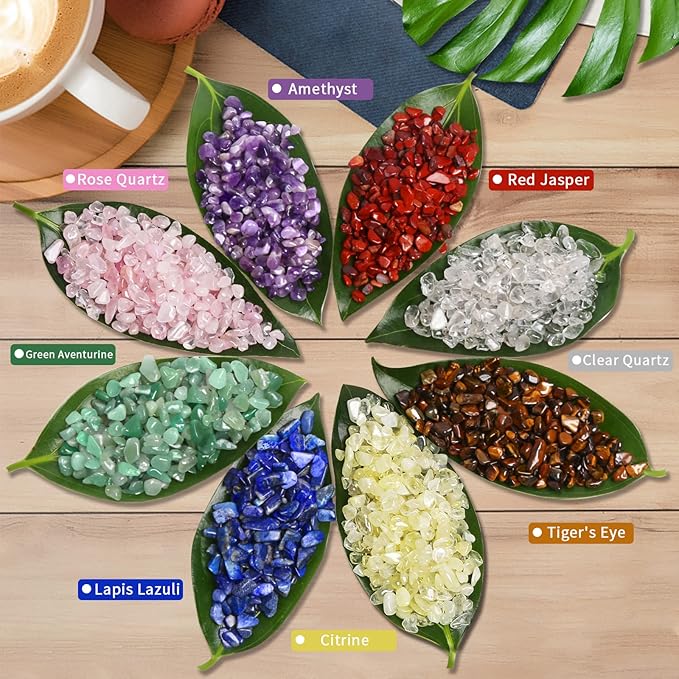 QICQDRAM Dyeing Rose Quartz Crystal Chips Bulk 0.9 Lb/405g Crystal Tumbled Stone Decorative Pebbles for Home Decoration & Fish Turtle Tank, Vase Filler, Plants Decor