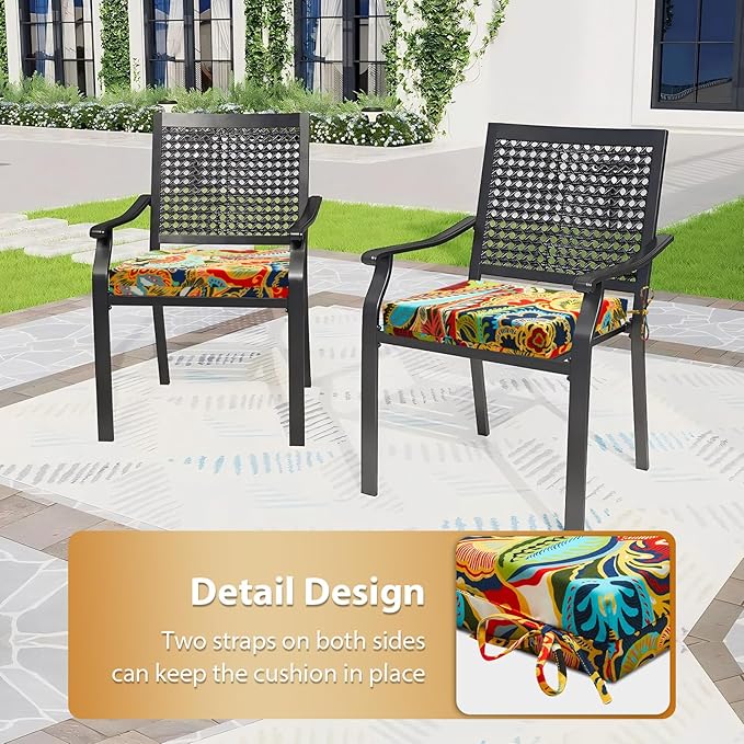 Outdoor Chair Cushions Set of 6, 18.5 x 16 Inch Patio Chair Cushions, Water Resistant, Non-Slip Ties(Paisley)