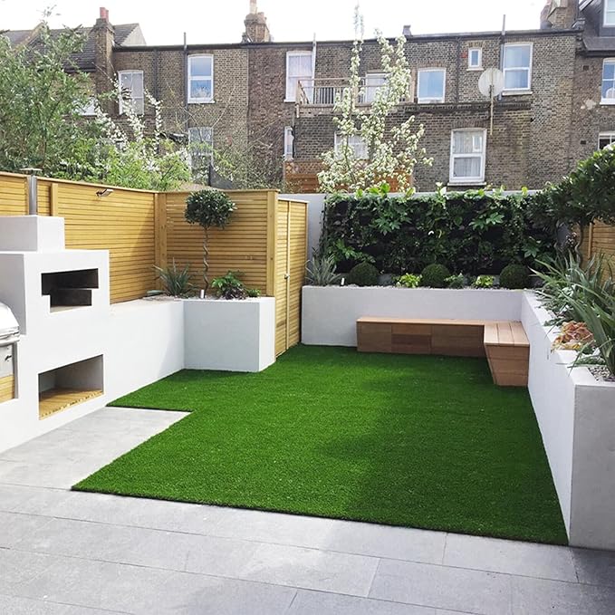 Artificial Grass Synthetic Lawn Outdoor Faux Grass Rug for Patio 0.4 Inch Pile Height 7FTx12FT Astro Turf Roll Carpet Turf Indoor for Bedroom Fake Grass for Pets