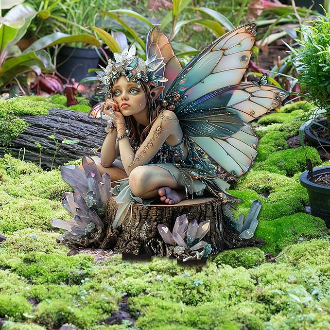 Bohemian Fairy Flower Pot Decoration, Planter Decor, Garden Accessories for Home or Garden (Sad Elf)