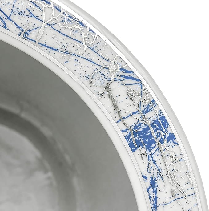 Oriental Furniture 16" Abstract Blue & Silver Fishbowl