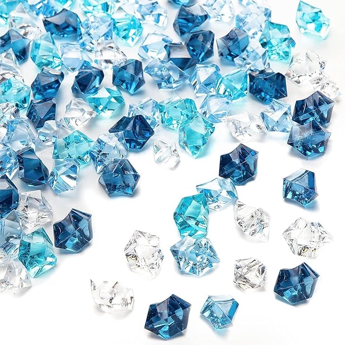 DomeStar 150PCS Aquarium Rocks, Blue Fake Ice Rocks Small Stones for Vase Fillers, Fish Tank Aquarium Decor Winter Table Scatter Decoration