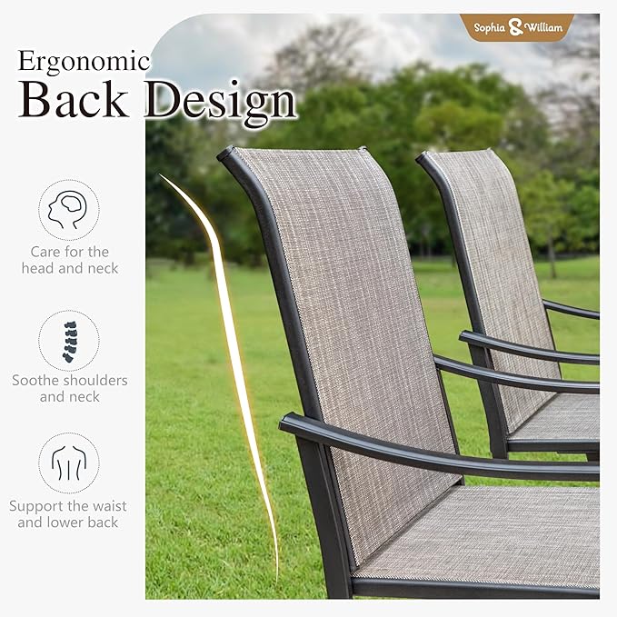 Sophia & William Patio Dining Chairs Set of 4, Outdoor Swivel Chairs with Breathable Textilene Fabric, Rustproof for Lawn Garden Support 350lbs